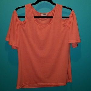 Coral open shoulder top